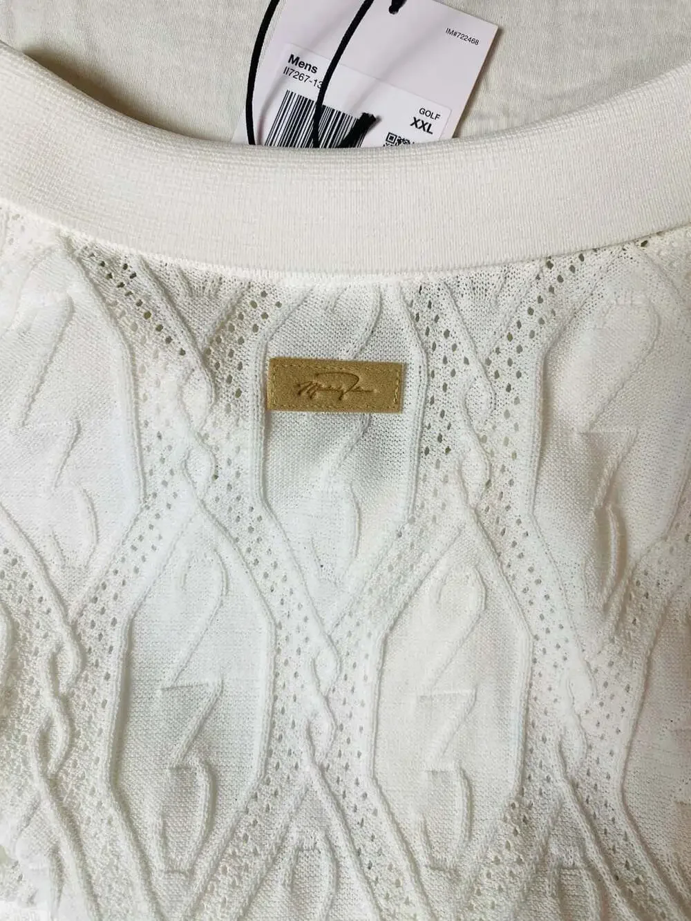 Jordan Knit Short Sleeve Button Front Polo Shirt White XXL (1379)